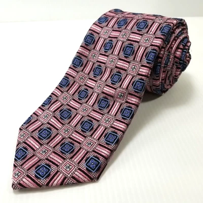 Corbata de lujo JZ Richards Boulder rosa geométrica tejida seda hecha a mano EE. UU. Foto 1 de 4