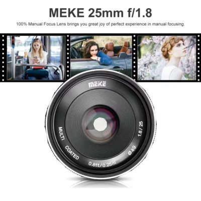 Meike 25mm F1.8 APS-C Manual Focus Wide Angle Lens for Sony Canon Fuji M43 Mount - Image 1 of 4