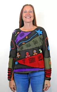 Rising International NEPAL HIPPIE Baumwolle PATCHWORK LANGARM Shirt FAIR TRADE - Bild 1 von 8