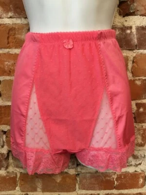Rhonda Shear Flamingo Pink Mesh Dot Pin-Up Retro High Waist Panties New - Image 1 of 4