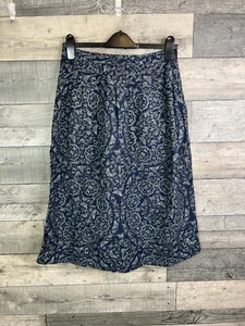 FatFace Womens Midi Skirt Size UK 12 Navy Butterfly Print Geometric Casual - Picture 1 of 11