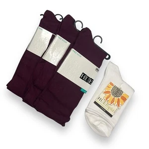 Hue Womens Napa Flat Knit Knee High 3 Pair One Size Free Roll Top Sock - Picture 1 of 3
