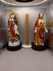 Resin 14" Our Lady of Guadalupe & 12" Sacred Heart Jesus Music Boxes, both work