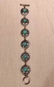 NWT Silver Tone Turquoise Toggle Cuff Bracelet 8” Boho Westerns South Beach - Picture 1 of 1