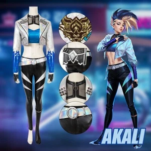 League of Legends Akali KDA Cosplay Costume Uniform Halloween Full Set Outfit - Picture 1 of 19