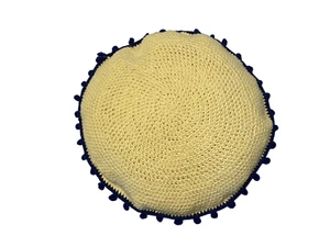 # 4718 Handmade Round Crochet Pillow With Decorative Tassels 18"D - Picture 1 of 10