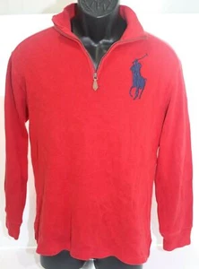 Polo by Ralph Lauren 1/4 Zip Pullover Sweater Red Blue Youth Boys Large 14/16 - Picture 1 of 10