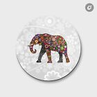 Cheerful Elephant Flower Pattern Animal | 4'' X 4'' Round Decorative Magnet