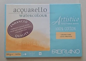 Fabriano Artistico Watercolor Block, 7 x 10, Traditional White Cold Press 140lbs - Picture 1 of 12
