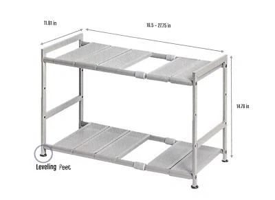 Organizador de cozinha/banho Seville Classics sob a pia níquel ajustável 2 camadas  - Imagem 1 de 4