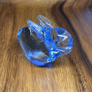 Vintage Art Glass Light Blue Bunny Rabbit Figurine Hand Blown 2” High - Picture 1 of 6