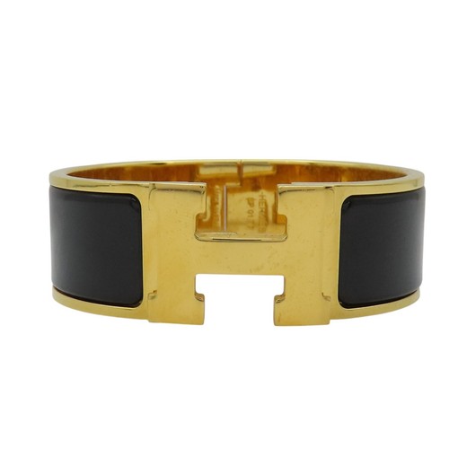 HERMÈS Bracciale HERMES Clic H Smalto Nero Placcato Oro