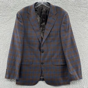 Abito Sartoriale Blazer Mens 52 Brown Plaid Carlo Barbera Super 140s Wool Jacket - Picture 1 of 12