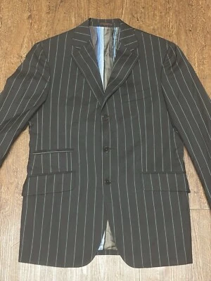 Men's Etro Wool Sport Coat Jacket Pin Stripe Black Made in Italy Sz 40 US - Image 1 of 4