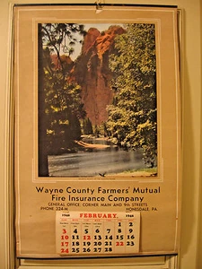 1946 calendario de seguro contra incendios mutuo del condado de Wayne 1946 calendario vintage - Imagen 1 de 5