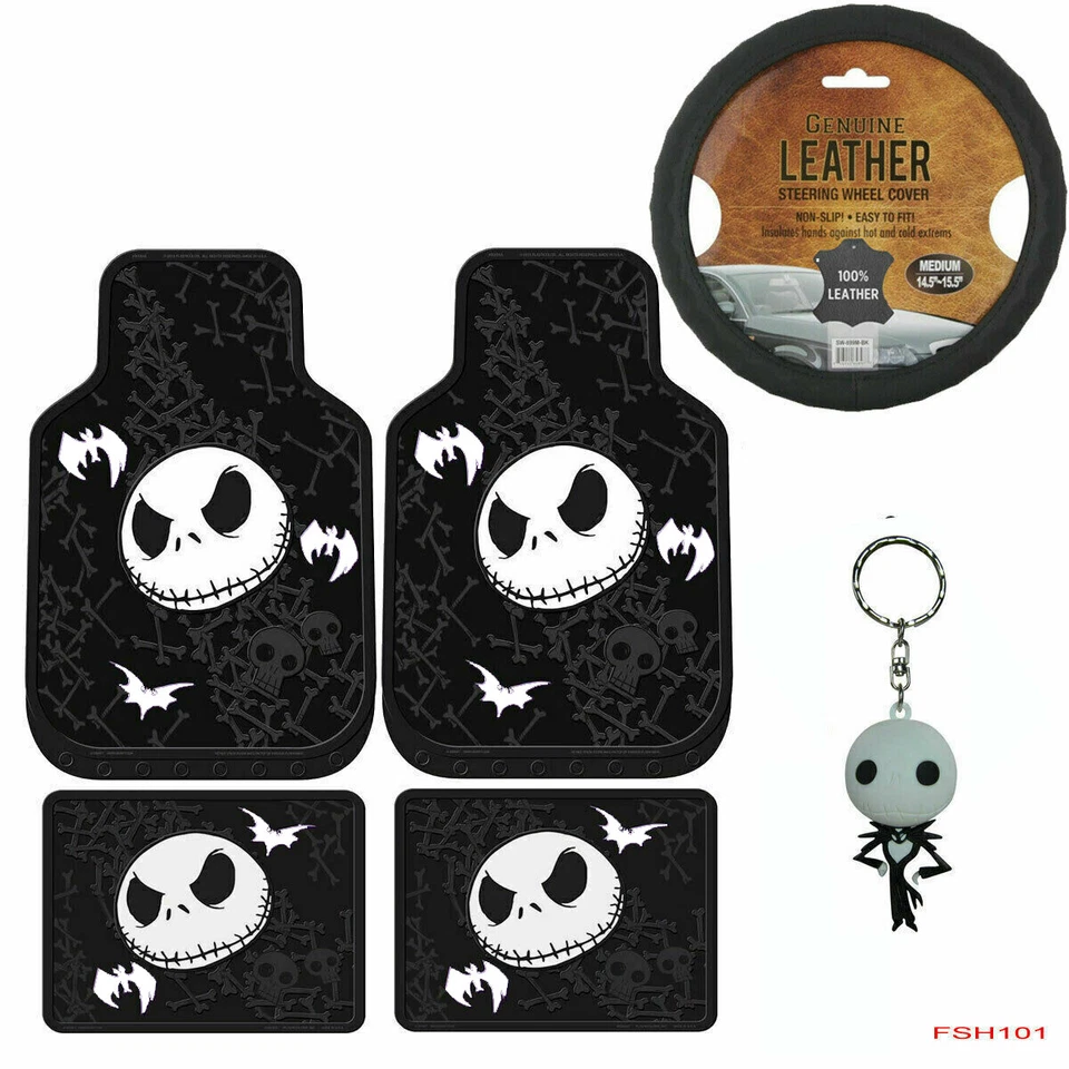 6pcs Nightmare Before Christmas Car Truck Front Rear Rubber Floor Mats Keychain Foto 1 de 4