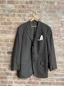 Kiton for Bergdorf’s Men’s Jacket Sz 54 XL Slim, Brown PinStripe 100% Wool Italy - Picture 1 of 10
