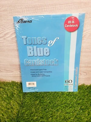 Ampad Cardstock 8.5"x11" 65lb 60 Sheet Count 3 Colors TONES OF BLUE Inkjet Laser - Image 1 of 3