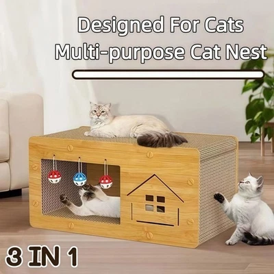 Cardboard Cat Scratching Post Wear-resistant Cat Bed Cat Castle  Pet Furniture - Image 1 of 4