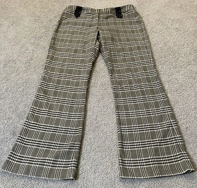 90 年代波士顿正装格子靴裤女式 8 码黑色白色珠子口音职业 — 第 1/4 张图片