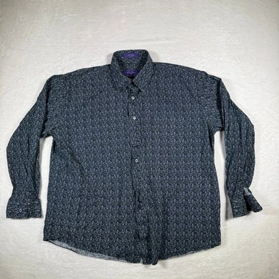 Camisa Alan River Para Hombres XL Estampado Cachemira Manga Larga Con Botones 100 Algodón Foto 1 de 4