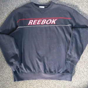 Y2K Vintage Reebok Spellout Sweatshirt Navy Medium Retro sports Pullover - Picture 1 of 9