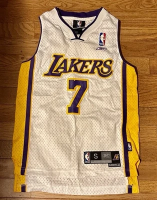 Camiseta de baloncesto Lamar Odom Lakers Reebok NBA Los Angeles púrpura dorada YS Foto 1 de 4