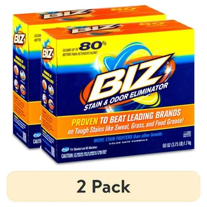 (2 pack) BIZ Stain and Odor Eliminator Powder for Tough Stains, 60 oz - Picture 1 of 6