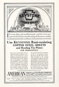 1927 Keystone Copper Steel: Rust Resisting Roofing Tin Plates Vintage Print Ad - Picture 1 of 1
