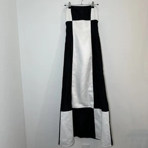 Jessica McClintock full length Black and White contrast color block Dress Size 2 - Picture 1 of 15