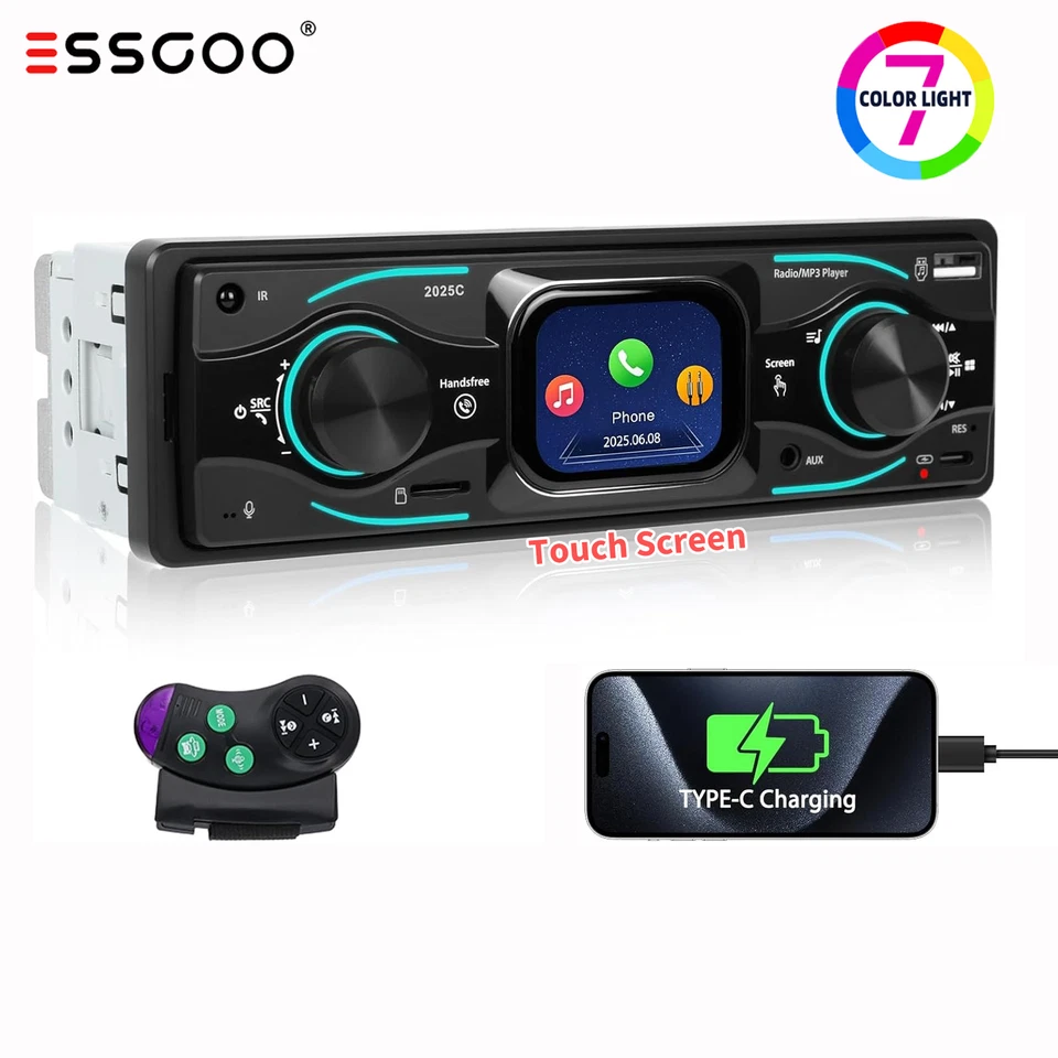 Single Din Car Stereo Radio MP3 Player Bluetooth FM/USB/TF/LCD/Aux In-dash - Image 1 of 4