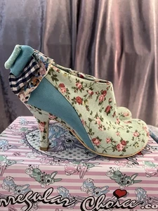 Irregular Choice Size 7.5 “Abigail’s Third Tea Party” green&blue floral Boots - Picture 1 of 19