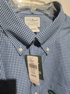 NUEVO CON ETIQUETAS LL Camisa Oxford Abotonada Libre de Arrugas Frijoles AJUSTE TRADICIONAL Hombres 17.5X34 - Imagen 1 de 5