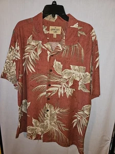 Havana Jacks Cafe 100 % Silk Button Front Tropical Hawaiian Camp Shirt Sz Large - Picture 1 of 5