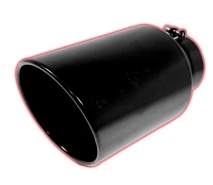 FLO~PRO 4" Inlet 5" Outlet 15" Long Black Angle Cut Diesel Truck Exhaust Tip - Picture 1 of 1