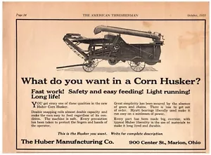 1923 Huber Corn Husker , Marion Ohio Print Ad - 8N - Bild 1 von 2