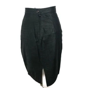 Vintage Greg Adams Lederrock Damengröße 9 10 hohe Taille schwarz bedruckt - Bild 1 von 10