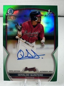 2023 Bowman Chrome Prospect Autographs Green #CPAGQ Geraldo Quintero RC Auto /99