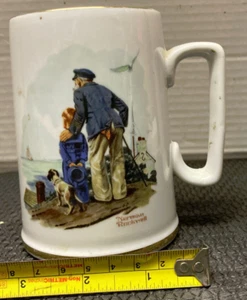 Vintage Norman Rockwell Looking Out to Sea Old Man Boy Cup Mug free shipping - Picture 1 of 5