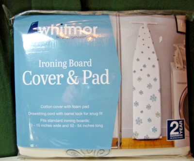 Cubierta y almohadilla para tabla de planchar resistente a quemaduras Whitmor PATRÓN DE FLORES BLANCAS NUEVO Foto 1 de 2