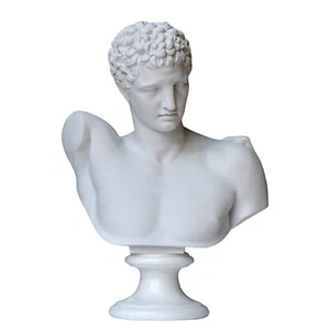 Hermes Bust Of Olympia Marble Sculpture With Polished Alabaster Base H 22Cm - Picture 1 of 7