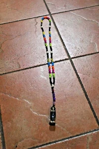 #106 SANTA MUERTE ROSARIO 7 POTENCIAS Color Estatua Negra 23" largo Altar rcs - Imagen 1 de 3
