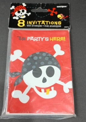 Unique Skull & Crossbones Party Invitations / Pirate Skeleton Halloween / 8 Ct. - Image 1 of 4