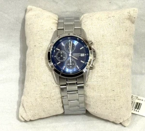 SEIKO SPIRIT SBTQ071 Blue Silver Chronograph Men's Watch New in Box - Picture 1 of 19