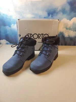 Sporto Women's Ankle Boots Blue Suede Insulated Waterproof Faux Fur Size 8.5 M - Image 1 of 4