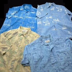 LOT 4 -COOKE STREET VTG SHIRT -S M L XL- BLUE WHITE SAIL BOAT LIBERTY HOUSE USA - Picture 1 of 24
