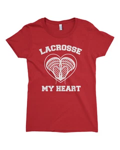 Lacrosse My Heart Girls Fitted T-Shirt Cute Valentine's Day Gift - Picture 1 of 10