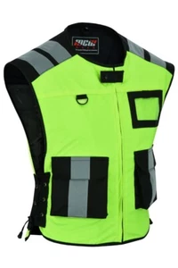 MCW High Visibility HIVIZ MOTORBIKE  MOTORCYCLE & INDUSTRIAL TEXTILE VEST JACKET - Picture 1 of 4