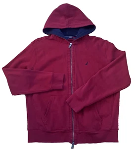 Sudadera con Capucha Nautica Para Hombres Cremallera Completa Logo Rojo Granate Talla Mediana - Imagen 1 de 6
