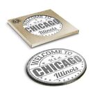 1 x Boxed Round Coasters - BW - Chicago Illinois USA America Travel #40577